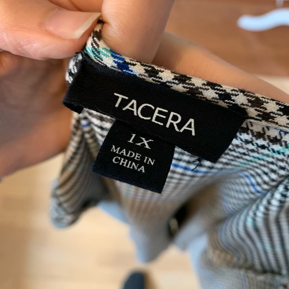 TACERA Shift Dress Plaid Puff Sleeve 1x - Picture 9 of 12